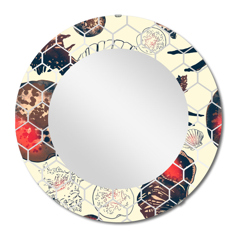 Rétro coquillages - Miroir mural moderne, 24 po x 24 po