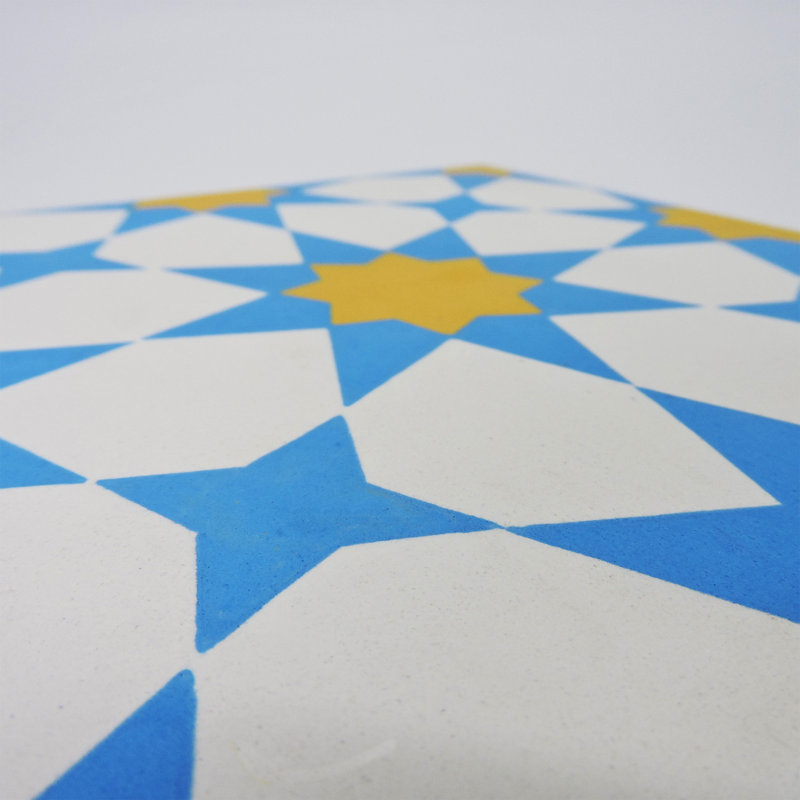Medina 8" x 8" Cement Patterned Wall & Floor Tile, Yellow/Blue