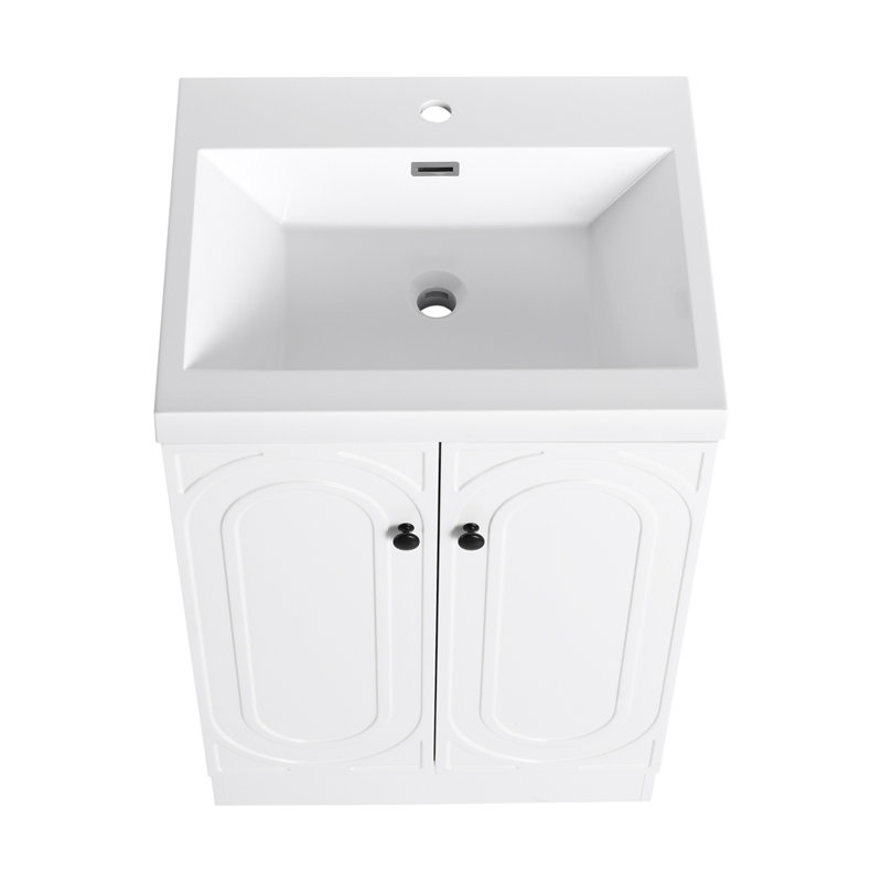 24" Freestanding Bathroom Vanity with Resin Sink, White