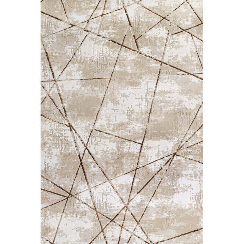 Tapis beige antidérapant à motif géométrique tissé à imprimé numérique