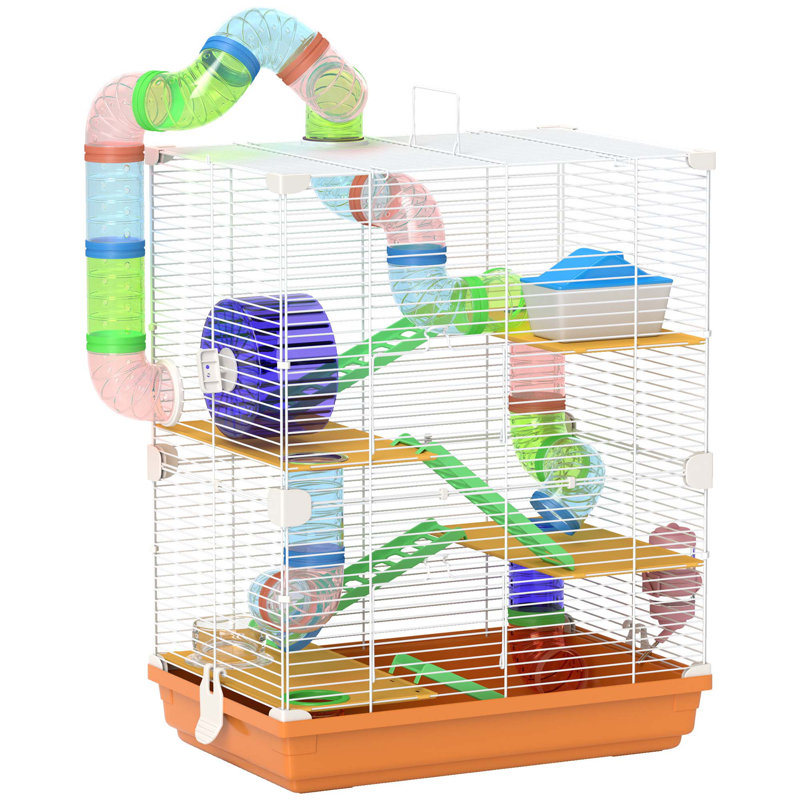 Versatile Hamster Cage with Multiple Play Features and Portable Handle