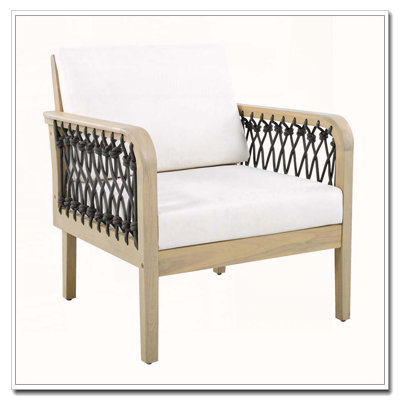 Outdoor Acacia Wood Club Chair with Handwoven Rope