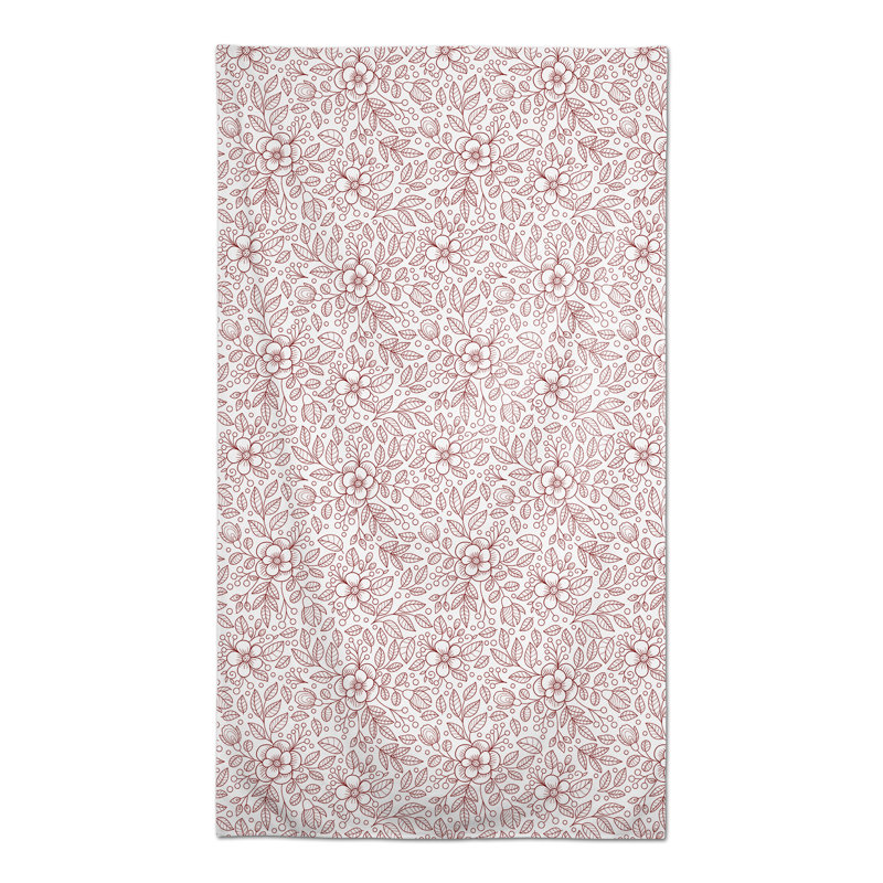 Square Floral Polyester Tablecloth, Red, 102" L x 58" W