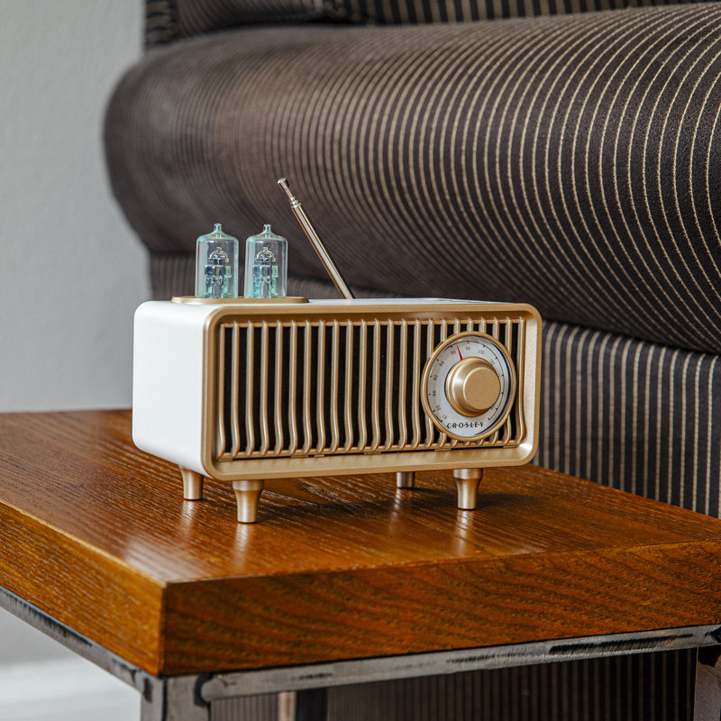 Milton Portable Decorative Radio with Bluetooth, White Sand