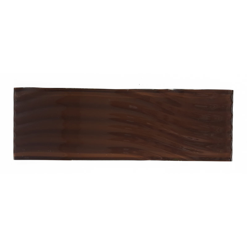 Pacific 4 in. x 12 in. Textured Glass Straight Edge Subway Decorative Kitchen & Bathroom Wall Tile, Cola