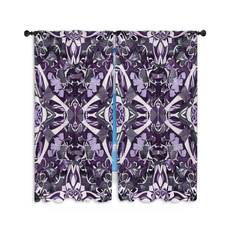 Fleurs, rideaux de fenêtre, conception botanique, rideaux - 2 panneaux, L 56 po x L 80 po