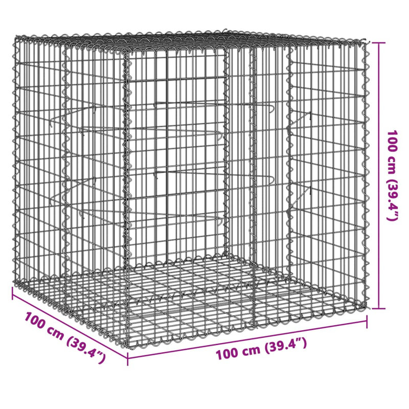 Clôture de bordure en métal argenté, 3 pi X l 3 pi X P 3 pi D