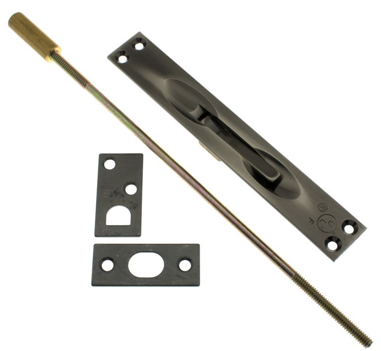 Solid Brass Extension Flush Bolt, Antique Nickel