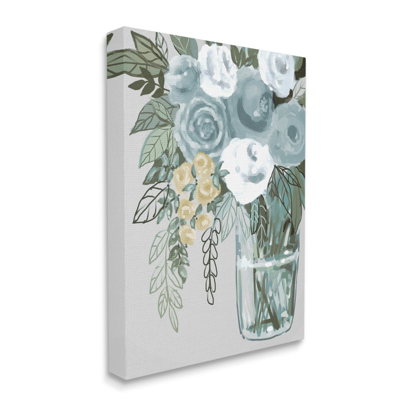 Illustration d'un vase simple en forme de bouquet de fleurs par Boho Studio - Peinture, Toile tendue