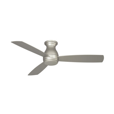 Ventilateur de plafond encastré intérieur / extérieur de 52 pouces avec ensemble d'éclairage DEL et télécommande Hugh - nickel brossé