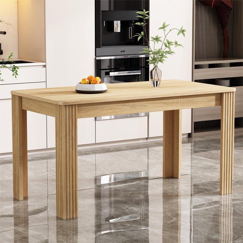 Dining Table Rectangular With 4 Legs, Natural