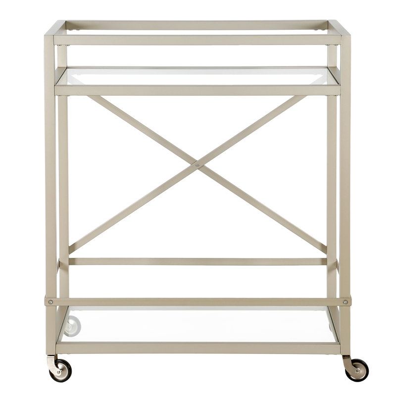 Metal Bar Cart, Satin Nickel