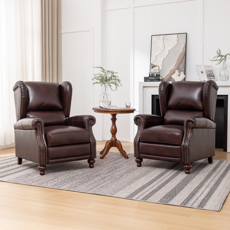 Fauteuil inclinable en cuir véritable, Espresso