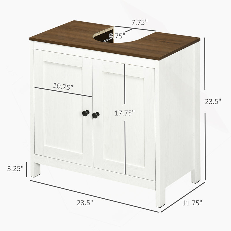 Armoire de rangement à piédestal, sous-lavabo, meuble-lavabo de salle de bain avec U et tablette interne réglable