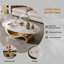 Table basse en métal doré avec piédestal en acier inoxydable et plateau en faux marbre-129016728