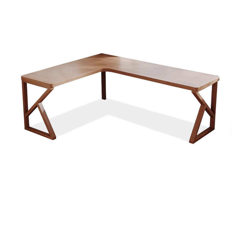 Walnut L-Shaped Solid Wood desks, 29.53" H x 62.99" W x 47.24" D, Left Hand Return