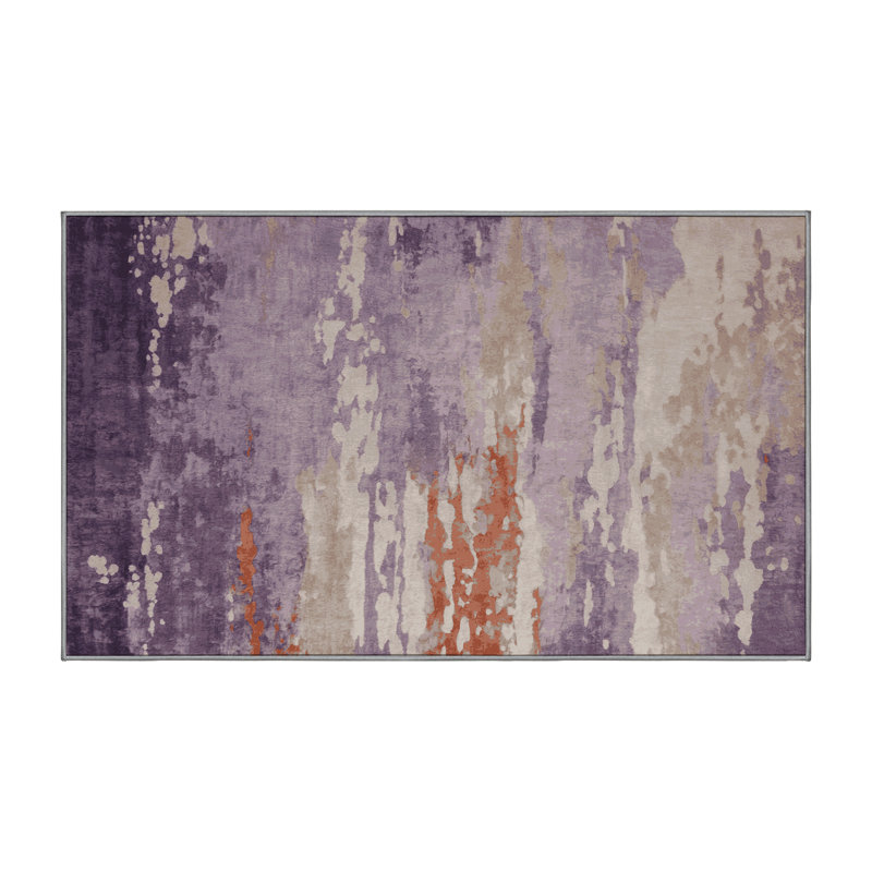 Machine Washable Gray Area Rug, Rectangle 7' x 10'