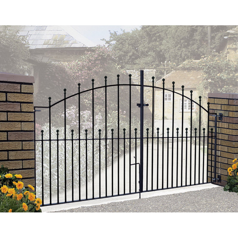 Begonia Ball Top Arched Metal Driveway Gate 122cm High, 213cm W X 122cm H