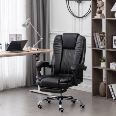 Montes Jett Executive Office Chair, Reclining Backrest, Retractable Footrest The Twillery Co. Upholstery Color: White