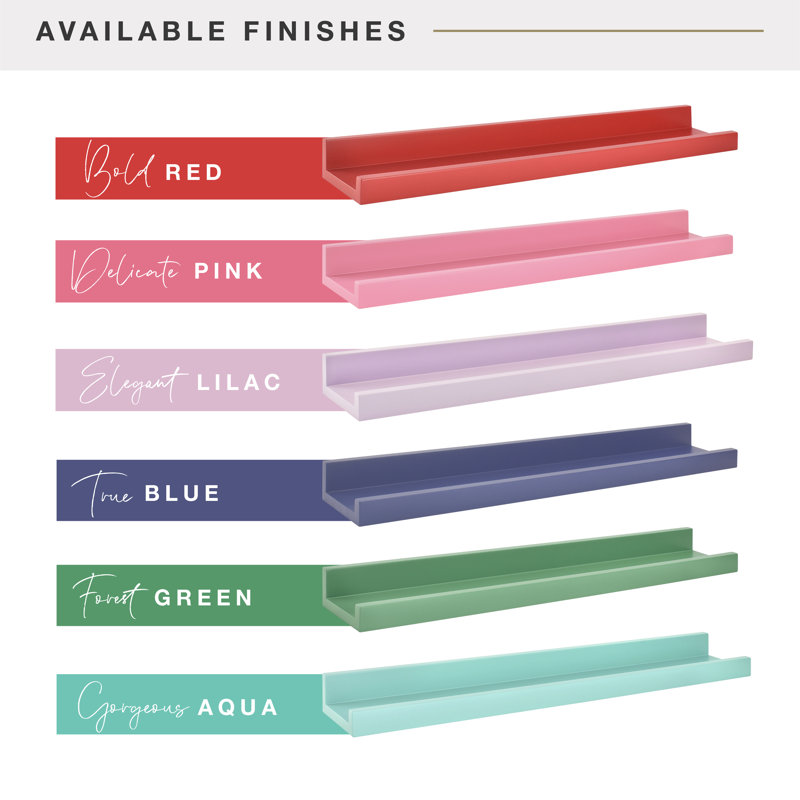 MCS Pink 23.75 Inch Painted Picture Ledge Set, Set Of 2, Red