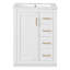 Meuble-lavabo 24 po avec lavabo en céramique intégré, 1 salle de bain, 3 tiroirs et meuble-lavabo simple-542234663