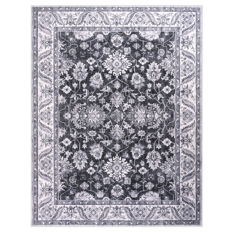 Tapis à motif floral lavable Fillender, Rectangle 4 pi x 6 pi