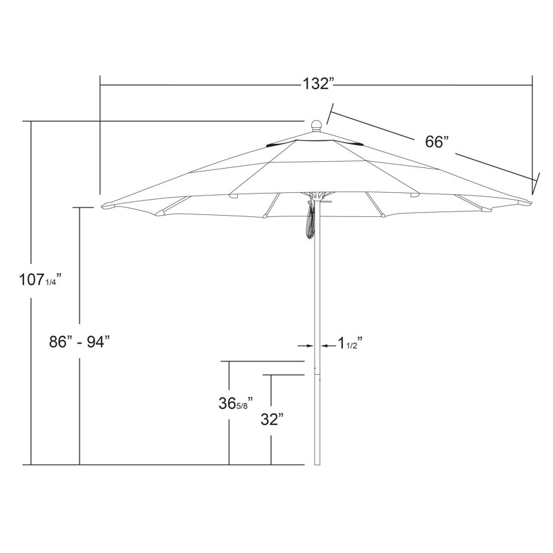 Parasol de marché 11 pi Silva, Toile Sunbrella® jaune tournesol, Bronze