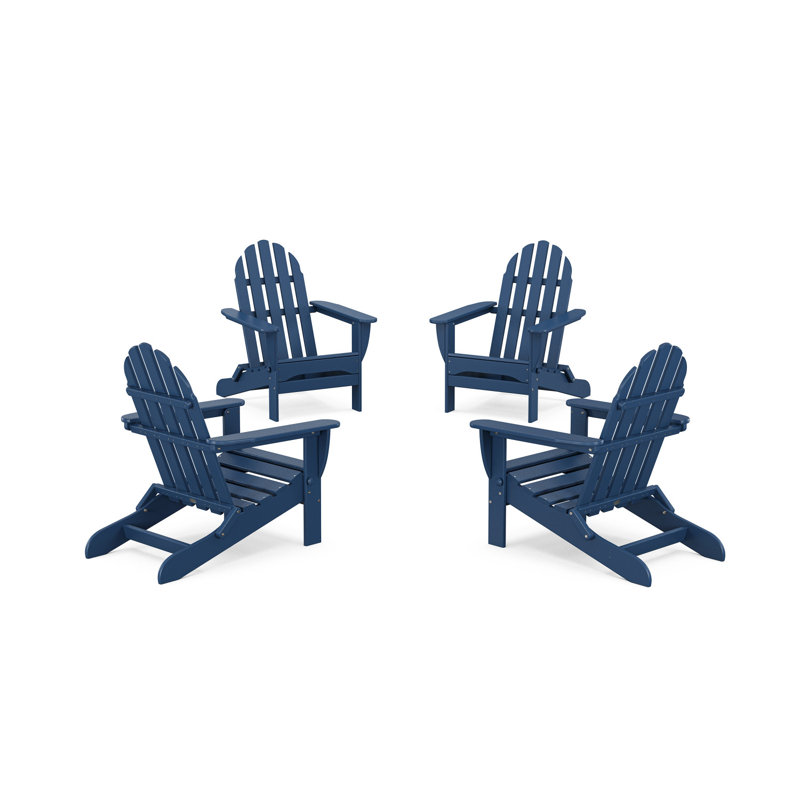 4-Piece Classic Folding Adirondack Conversation Set, Navy