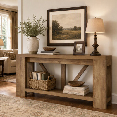 70.9" Farmhouse Entryway Console Table, 2-Tier