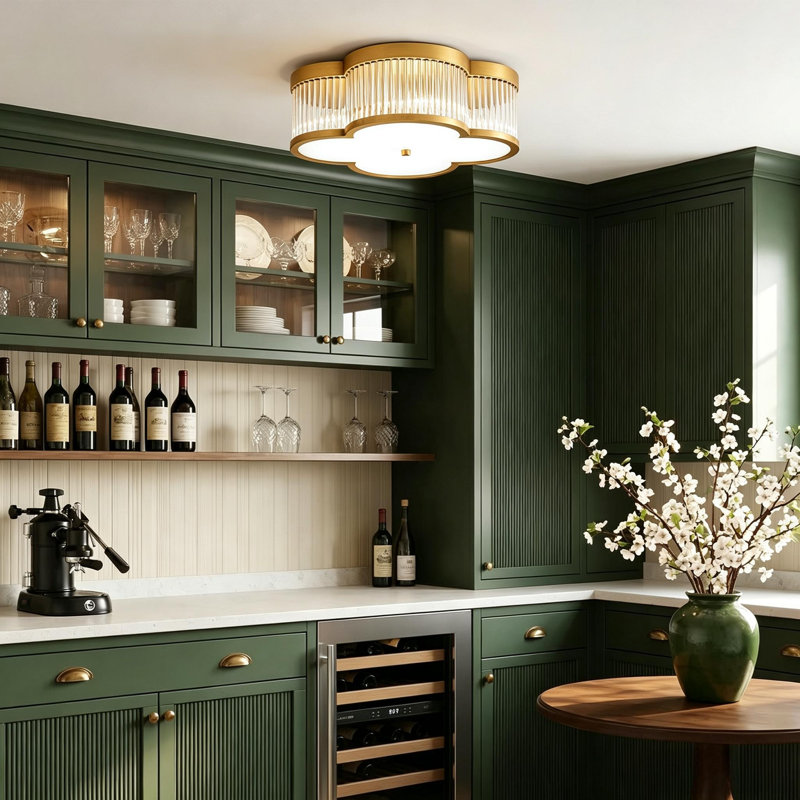 Plafonnier encastré moderne 4 lumières Clover, Laiton poli