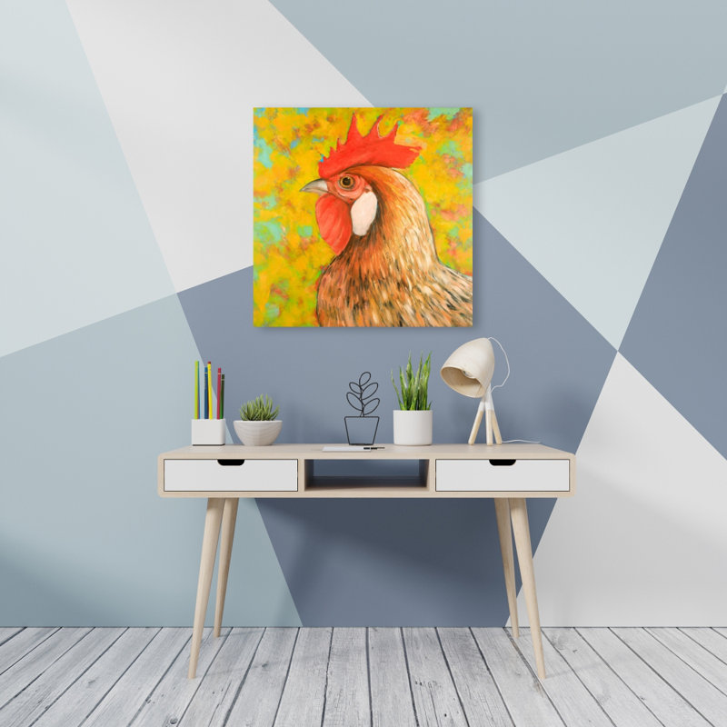 Toile de poulet colorée - décor de ferme de cuisine jaune
