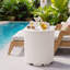 Ensemble de tables d'appoint 2 pièces pour refroidisseur d'extérieur polyvalent, seau à glace 2 en 1 et barre de boissons pour patio, bord de piscine et pique-nique, blanc-111066863-126560349