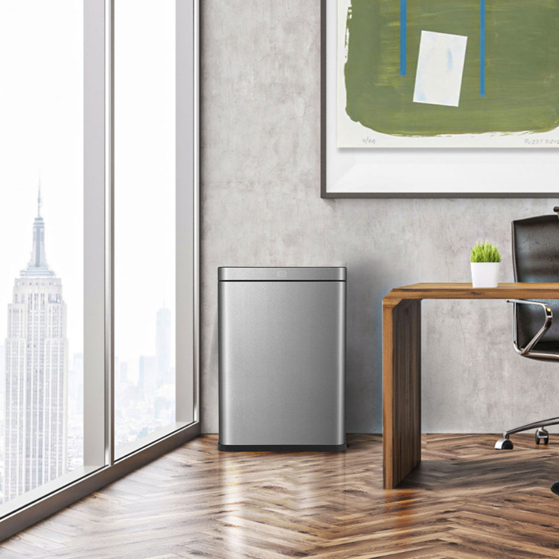 13 Gallon Stainless Steel Dual Compartment Touchless Trash Can