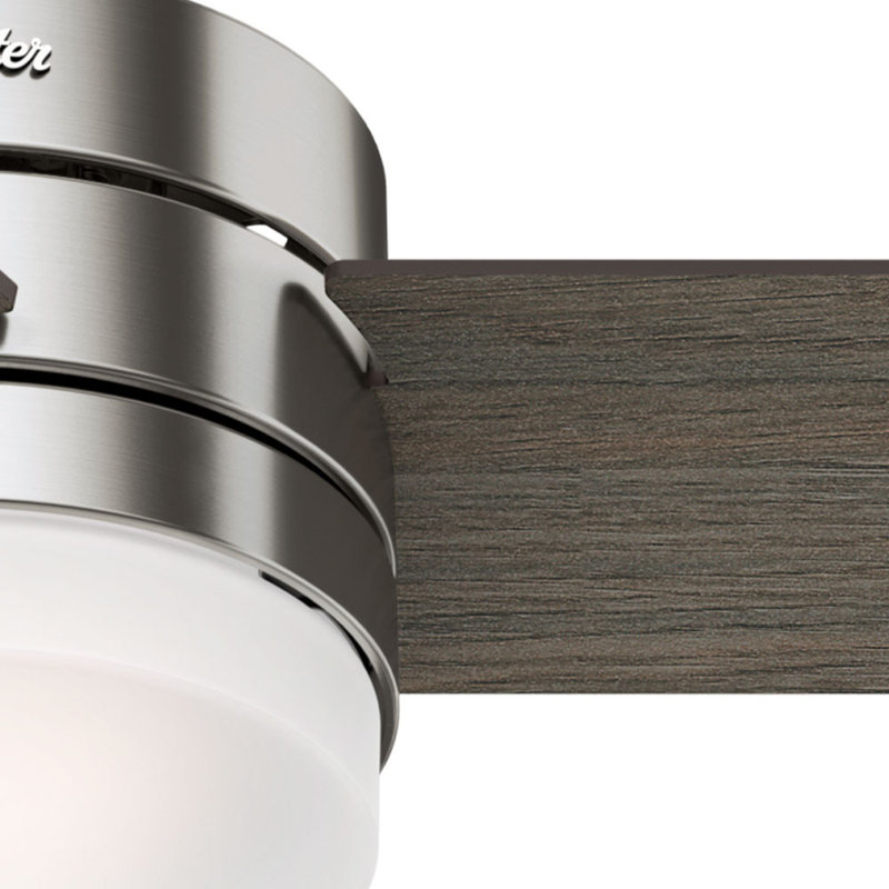54" Exeter 3 - Blade Standard Ceiling Fan with Remote Control and Light Kit Included, Brushed Nickel with Light Gray