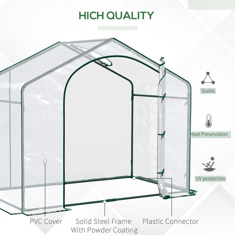 6' X 3' X 5' Portable Walk-In Greenhouse, Plastic Cover, Steel Frame Garden Hot House, Zipper Door, Top Vent For Flowers, Vegetables, Saplings, Tropical Plants, Clear