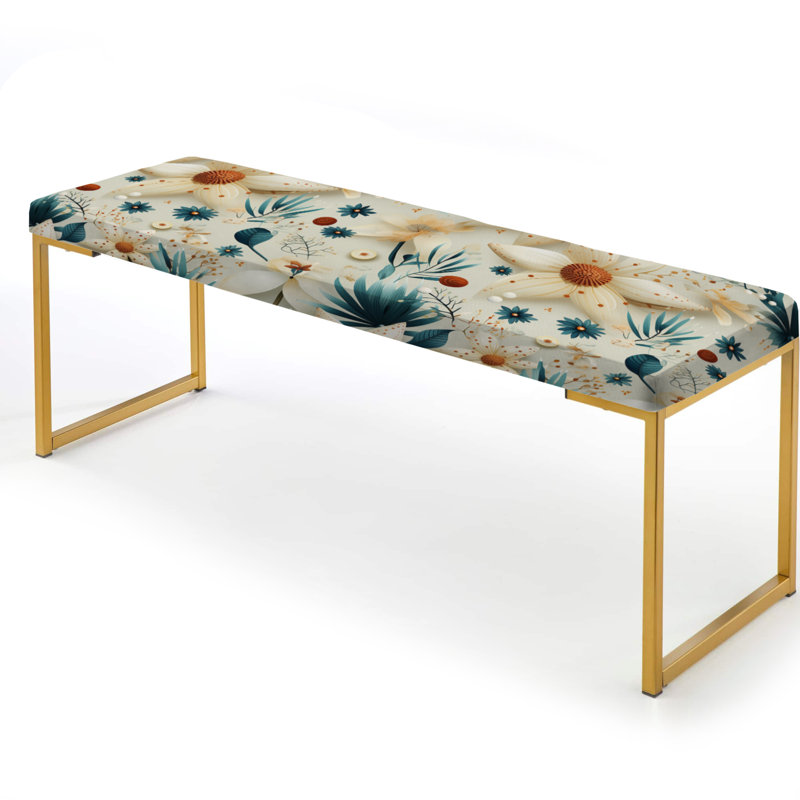 Banc bohème bohémien à fleurs rhododendrons bleues