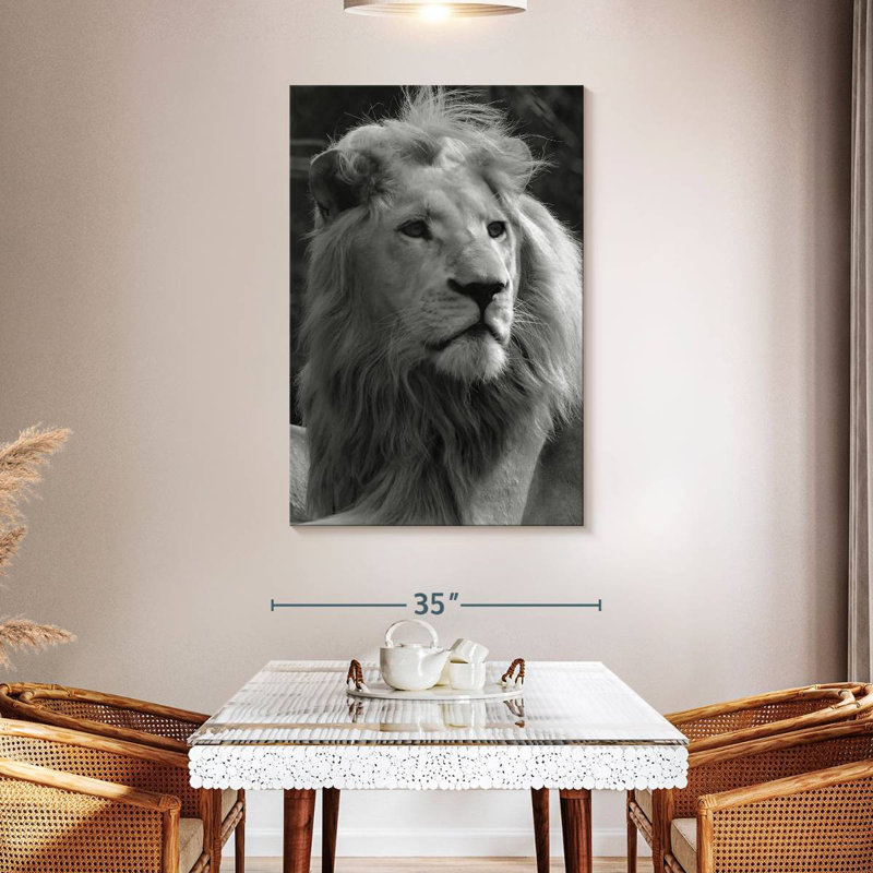 Brampt Monochromatic Lion, 48" H x 32" W