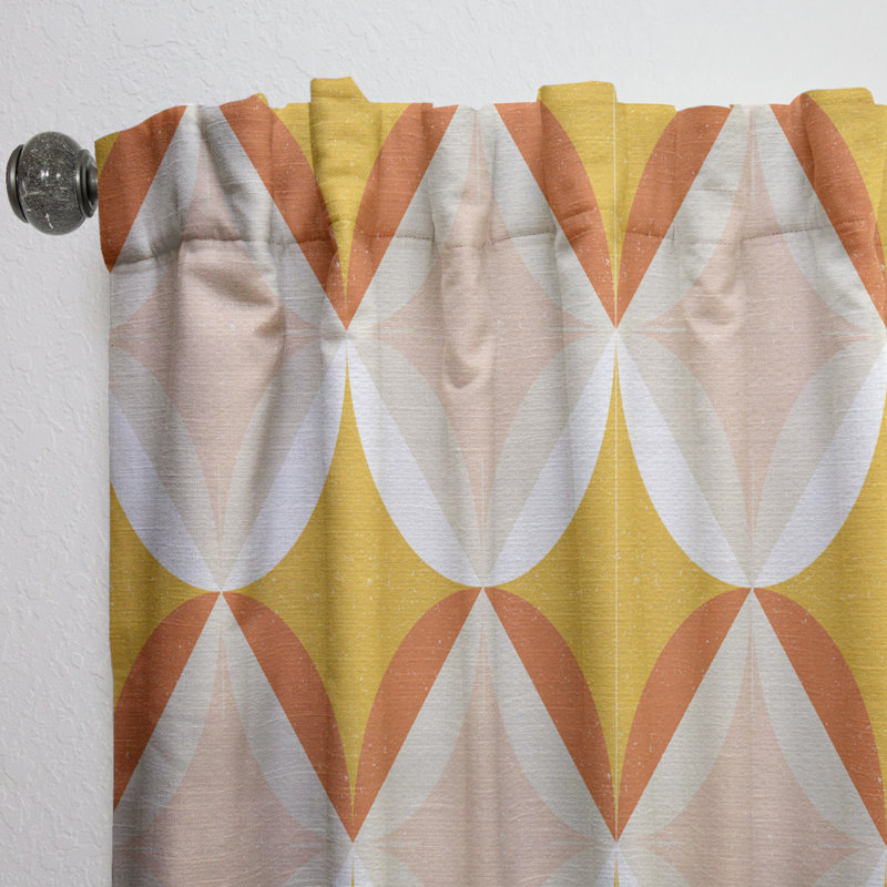 Retro Abstract Design XII - Mid-Century Curtain - Velvet Room darkening - 1 panel, 52"W x 90"L