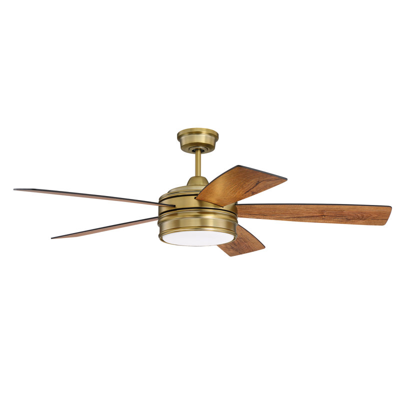 Braxton Satin Brass 52" Ceiling Fan with LED Light and Remote