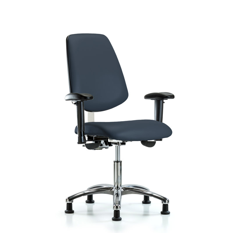 Chaise de travail ergonomique Amelie, Patins, Bleu impérial, Inclus