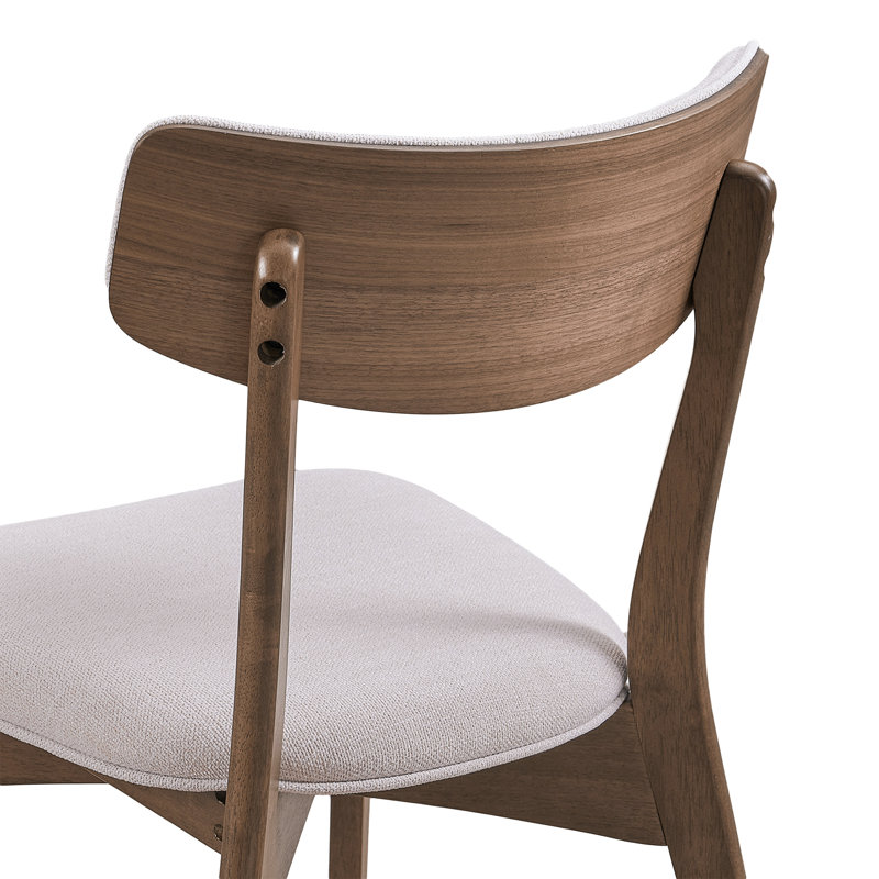 Hoopes 18.75'' H Upholstered Side Chair, Natural Walnut, Light Beige