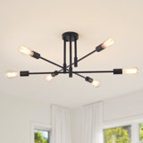 Eiren 6-Light 27.56'' Dimmable Sputnik Chandelier Modern Linear Semi Flush Mount Ceiling Light