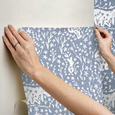Disney Winnie the Pooh Block Print Blue Peel and Stick Wallpaper