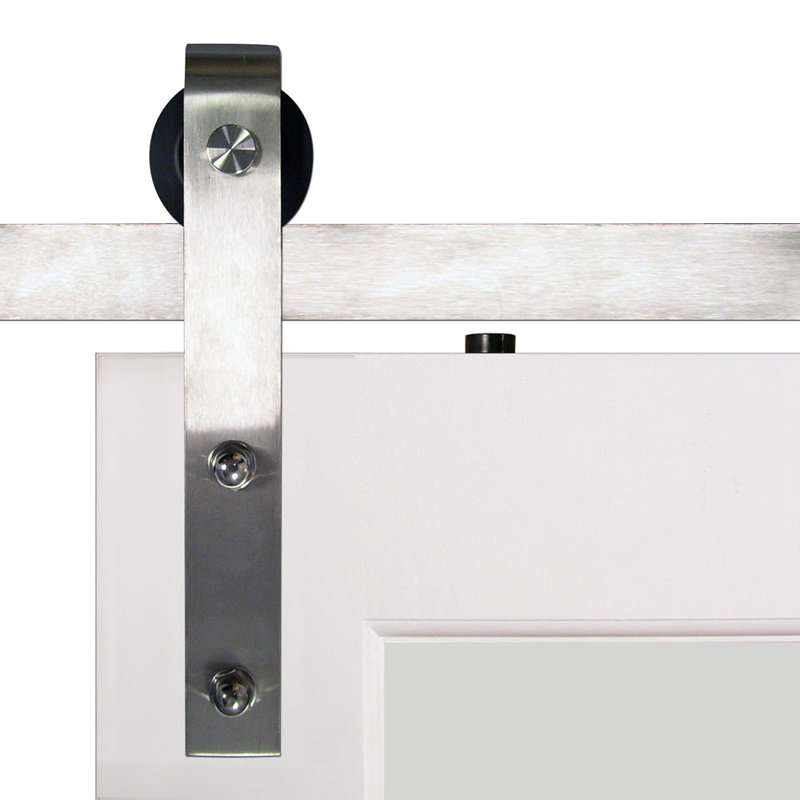 Stainless Steel 96" Bent Strap Flat Track Barn Door Hardware Kit