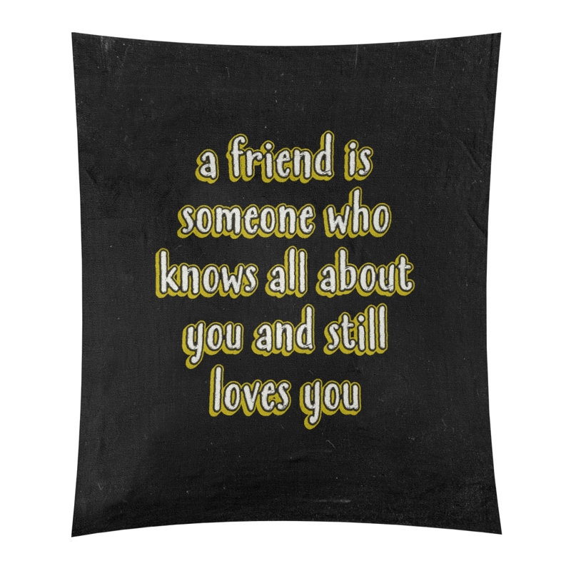 Tapisserie tableau en polyester «Love and Friendship», H 80 po x l 68 po, Jaune
