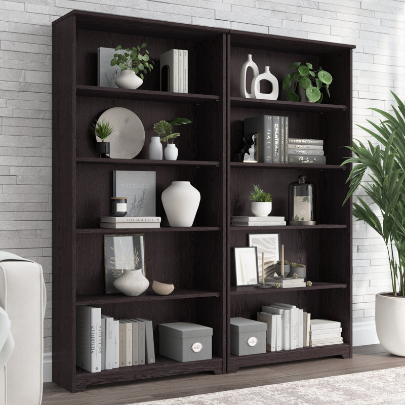 Bibliothèque 66,3 "H 5,3 pouces, Chêne espresso