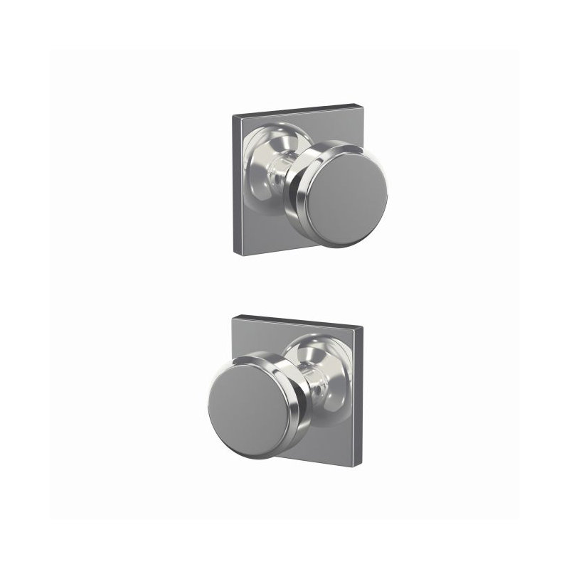 Custom Bowery Hall-Closet and Bed-Bath Knob with Collins Trim, Bright Chrome