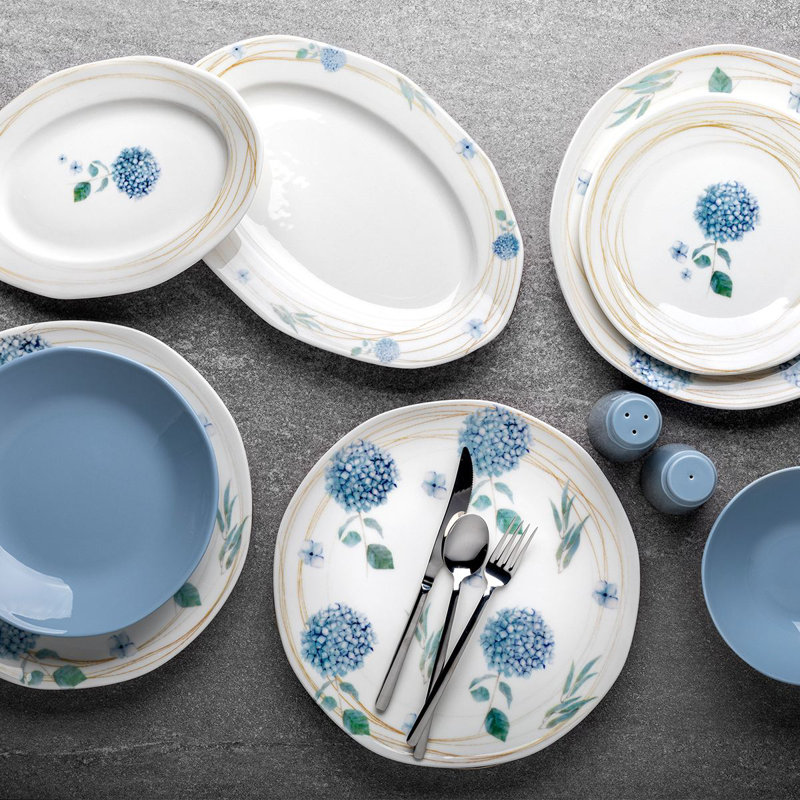 Service de table (29 pièces), Bleu / blanc
