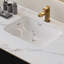  Meuble-lavabo autoportant 35,4 po avec lavabo simple, plateau en marbre blanc et poignées dorées, noir et blanc