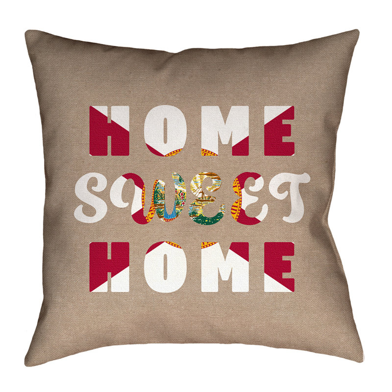 Coussin Katelyn Smith Home Sweet Florida, 28 po x 28 po, Polyester/mÃ©lange de polyester - utilisation intÃ